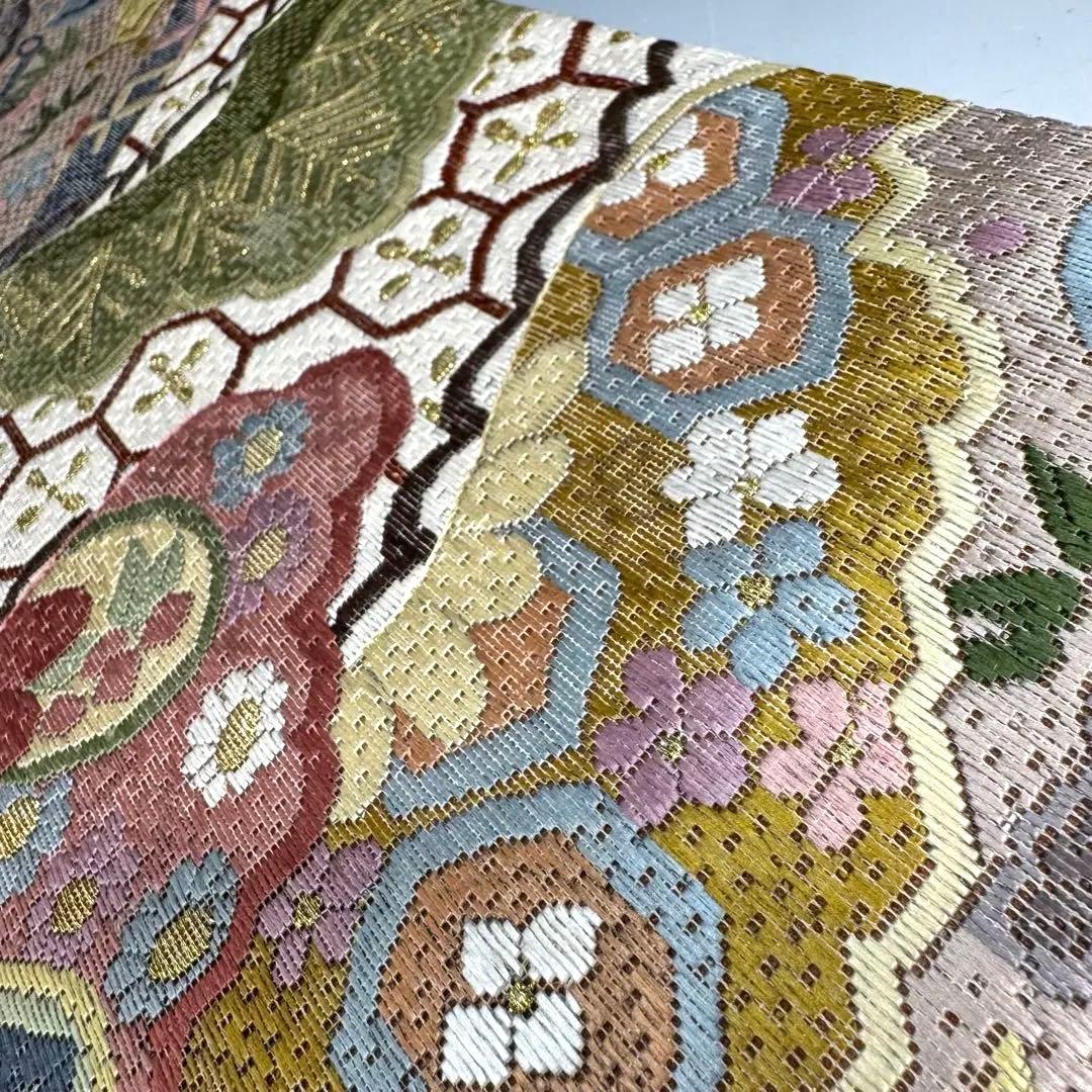 a*e様 【美品】豪華絢爛 富久露帯 戳沙 全通柄 刺繍 袋帯 桐箱付 中国技法