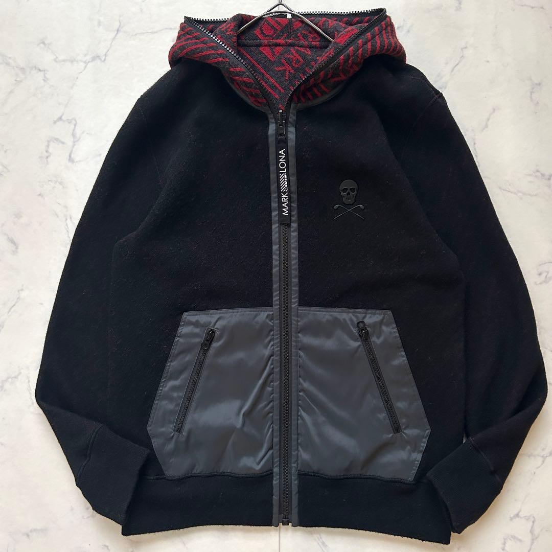 マークアンドロナ リバーシブル ジップブルゾン ニット スカル パーカー 50