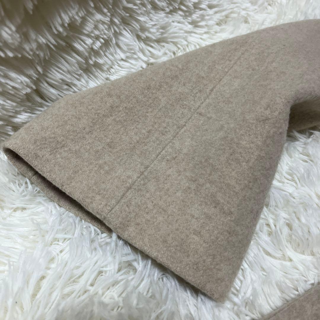 最終値下げ！スピックアンドスパン　ノーカラーロングコート ウール100%