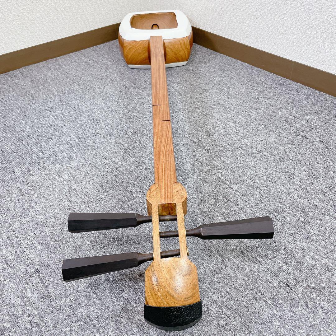 三味線 太棹 丸打胴 1本溝 人工皮 和楽器