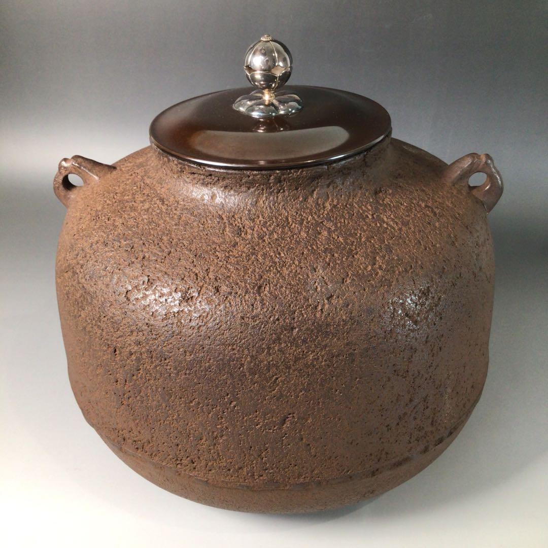 Ｓ２　茶釜　『釜師　和田美之助造』『銀摘み』『阿弥陀堂釜』　共箱　茶道具