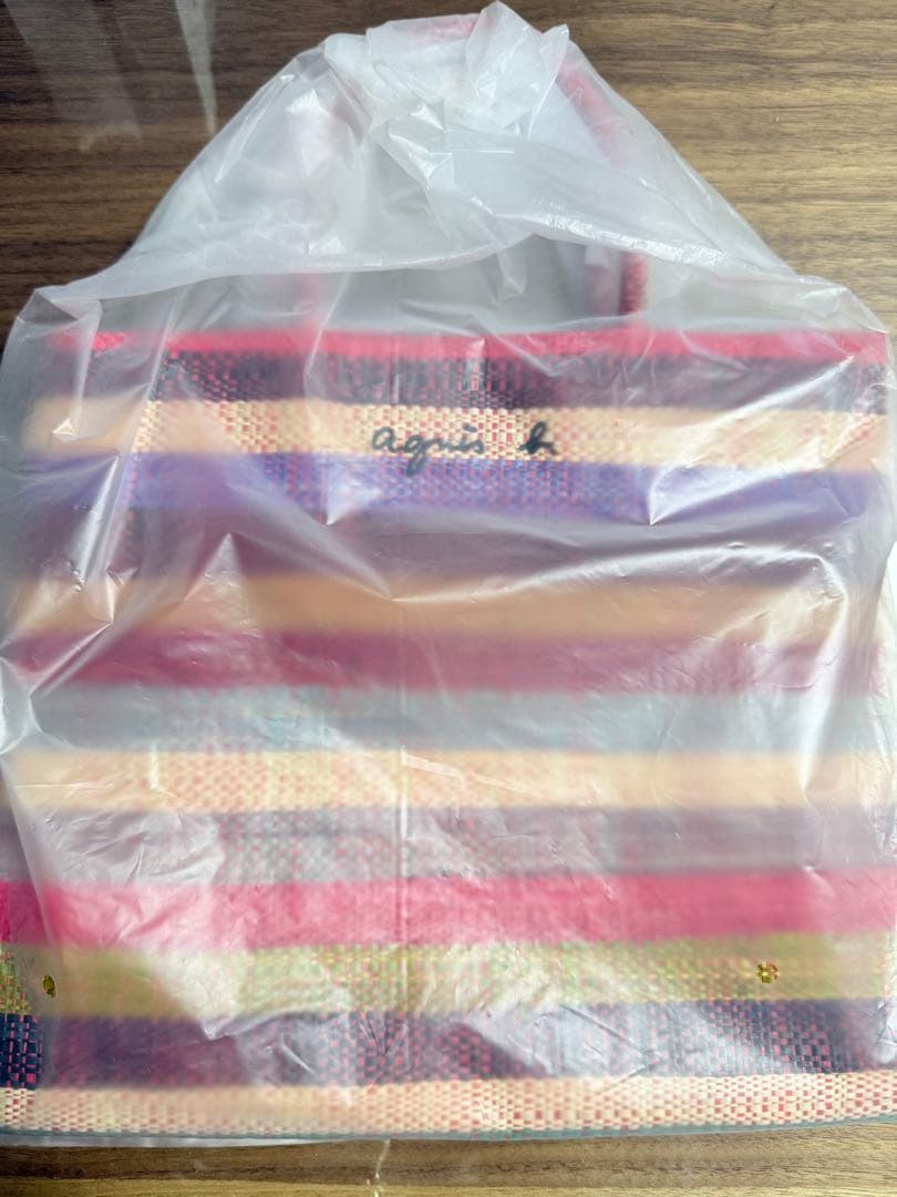 【新品・未使用・タグ付】アニエスベー　ラフィアバッグ　レッドベース　2049