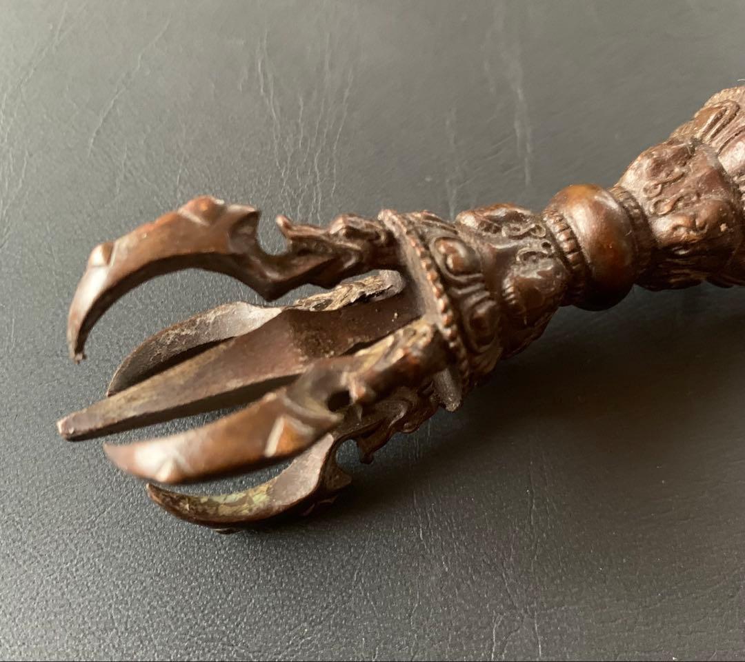 希少　金剛杵　三鈷杵　法具　密教　ビンテージ　バジュラ　仏教美術　五鈷杵　置物