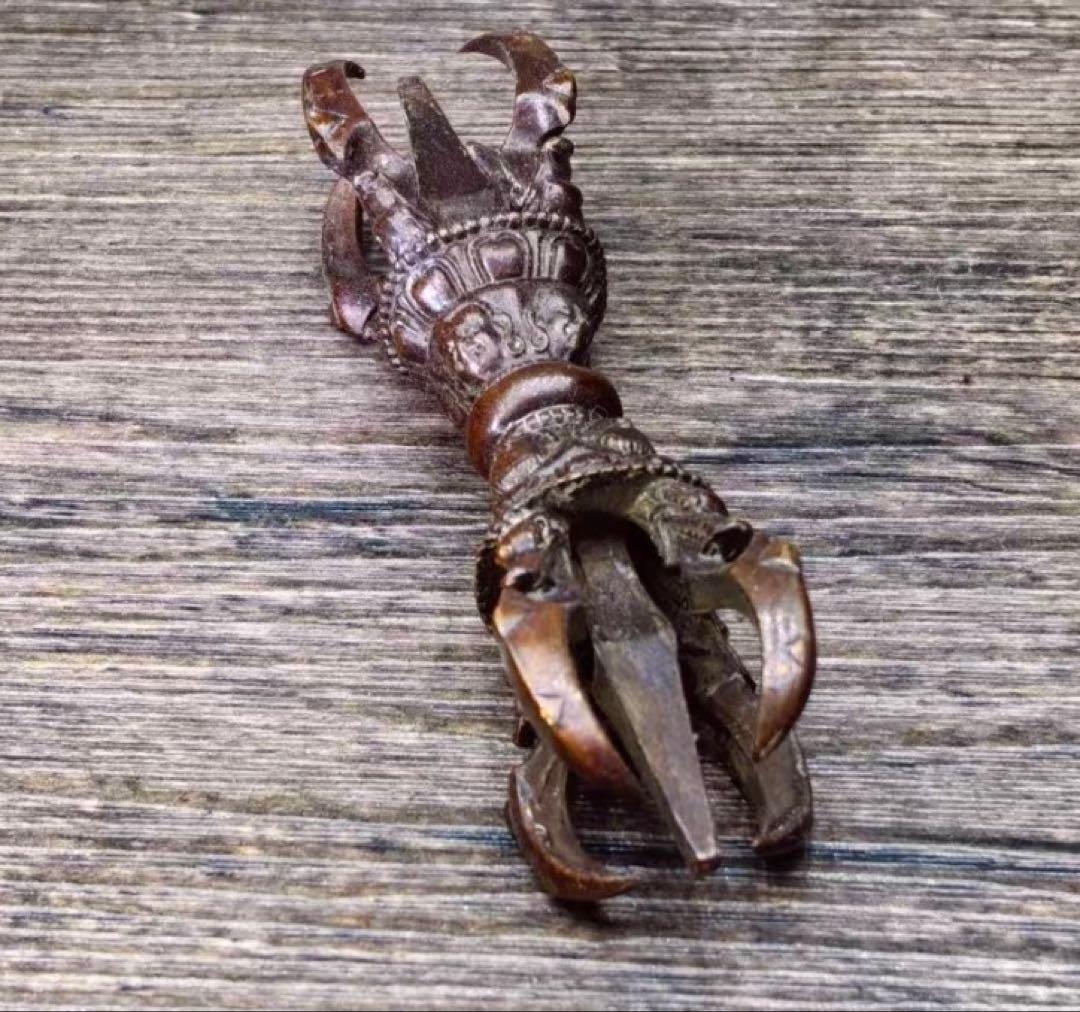 希少　金剛杵　三鈷杵　法具　密教　ビンテージ　バジュラ　仏教美術　五鈷杵　置物