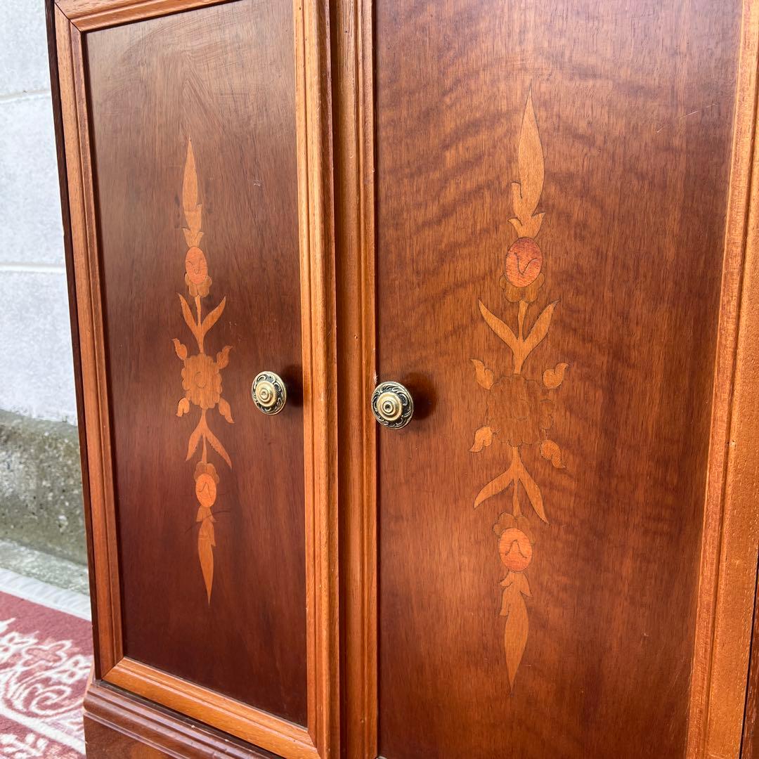 古家具ビンテージ品◾️アンティーク象嵌デザイン 木製コンソールテーブル 飾り台