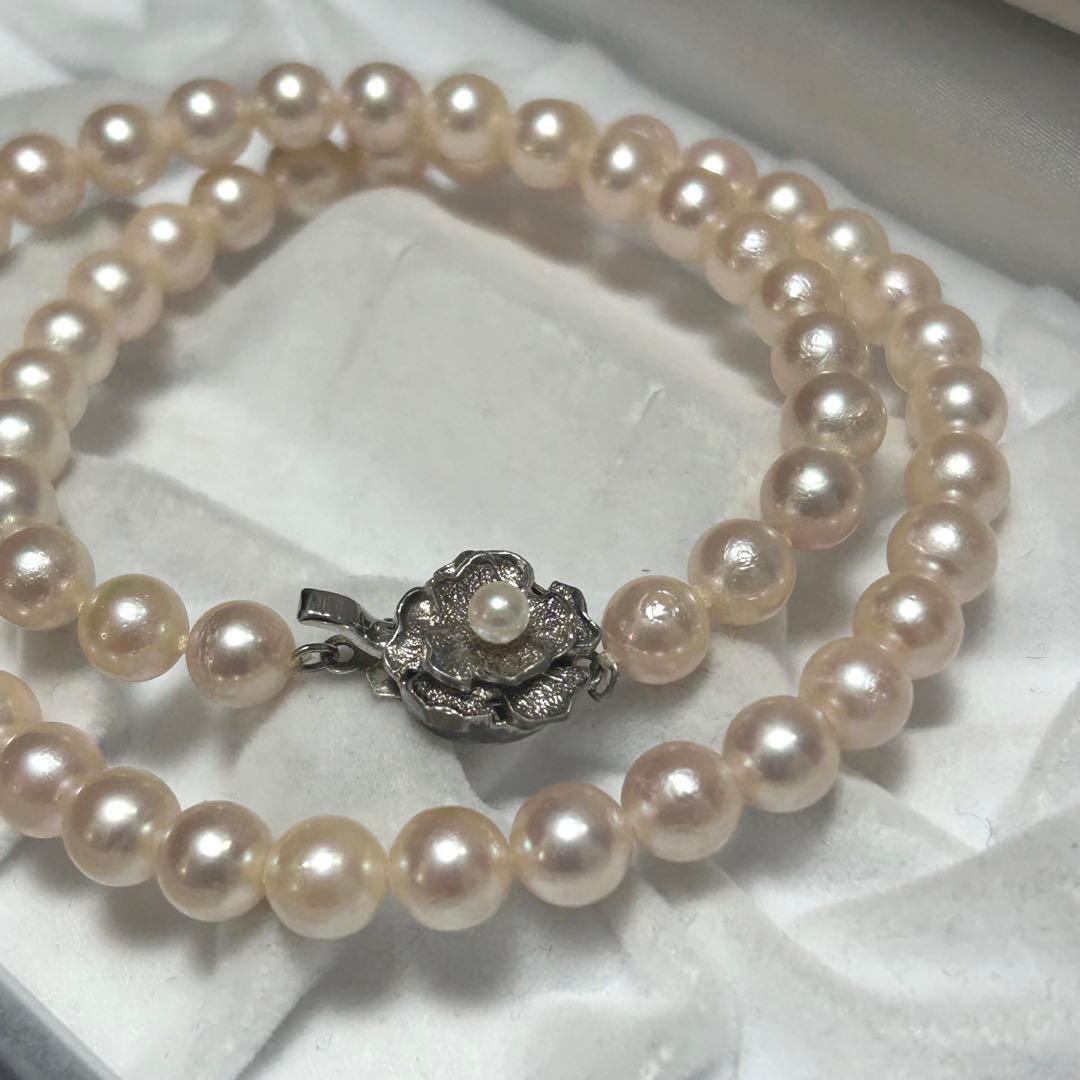【テリ◎✨】あこや ネックレス 本真珠 約6.9〜7.3mm silver
