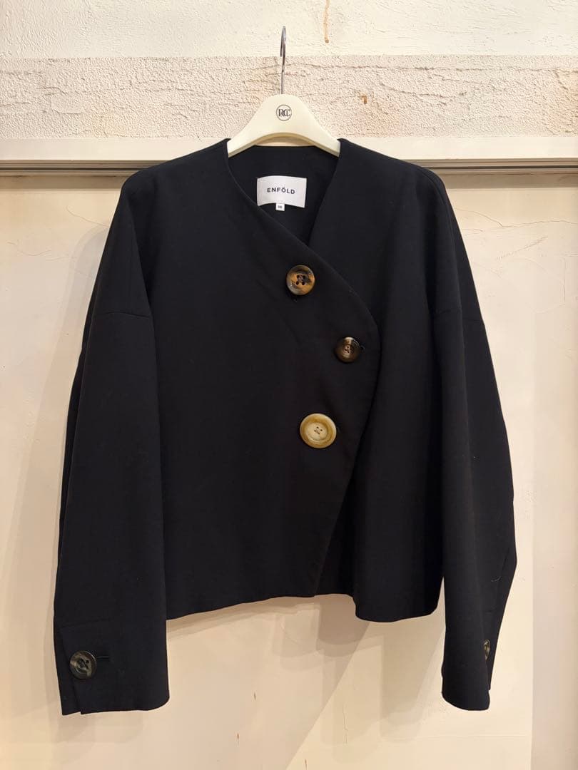 ENFOLD ノーカラージャケット ブラック サイズ38