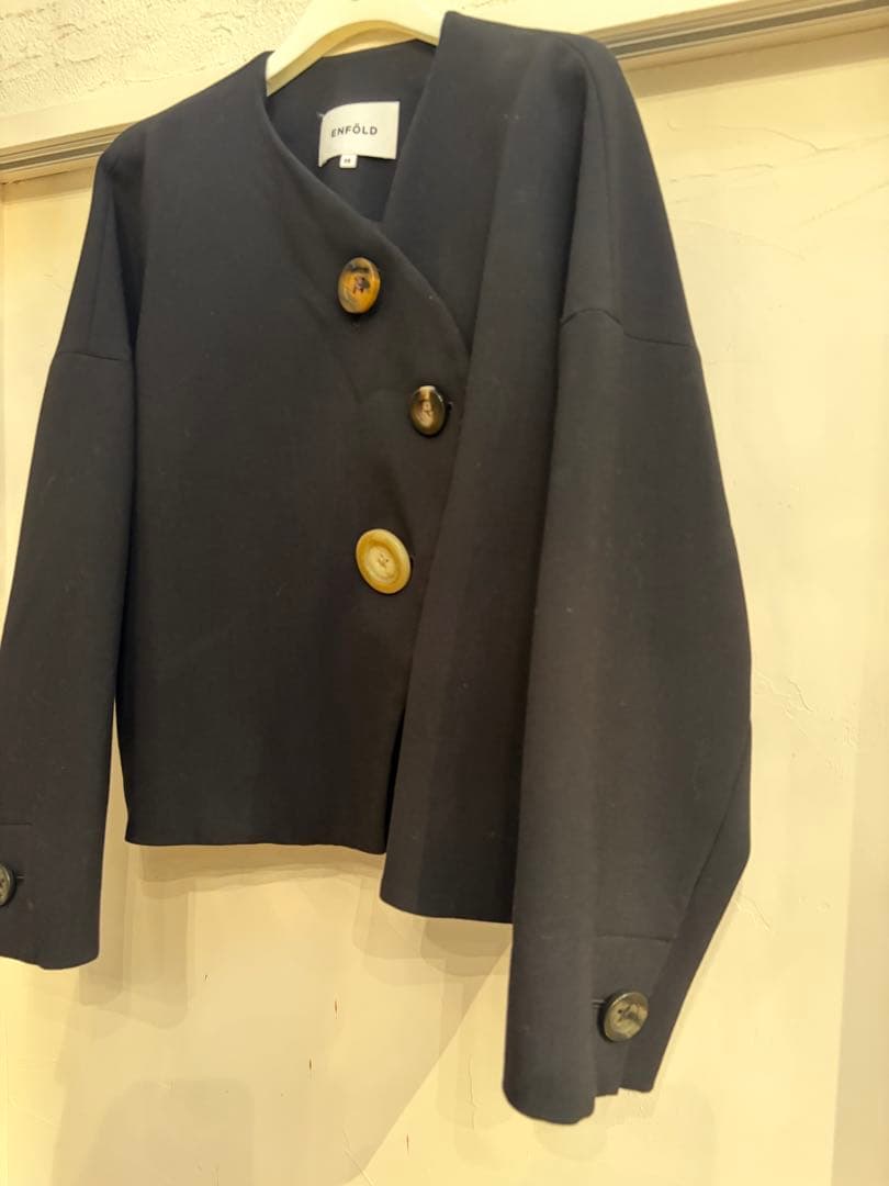 ENFOLD ノーカラージャケット ブラック サイズ38