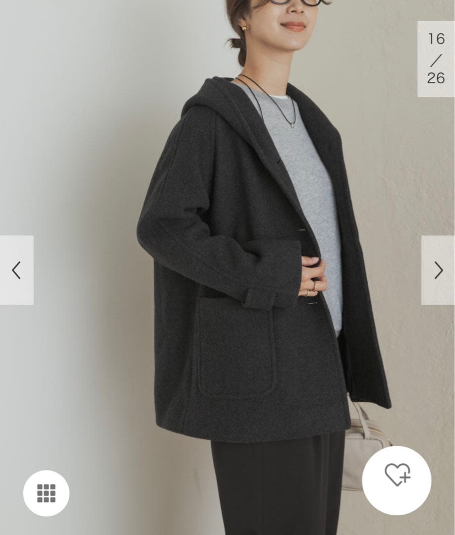 新品タグ付◆ DOORS エアリーウールフードコート　杢CHARCOAL