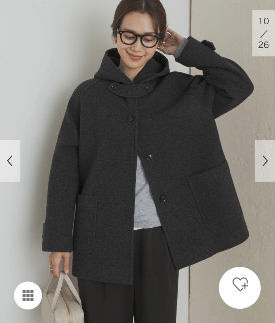 新品タグ付◆ DOORS エアリーウールフードコート　杢CHARCOAL