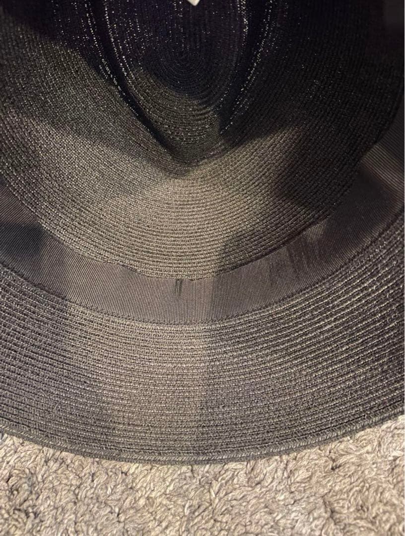 美品 マメクロゴウチ キジマタカユキ コラボ ストローハット ブラック 56