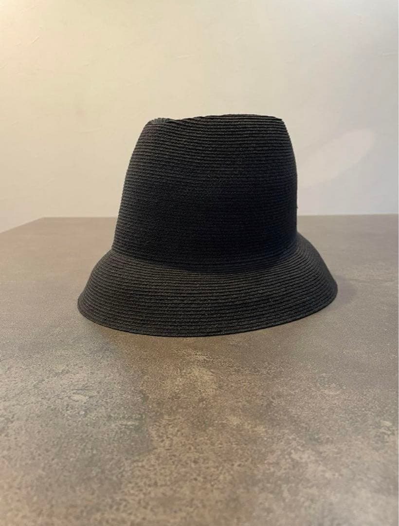 美品 マメクロゴウチ キジマタカユキ コラボ ストローハット ブラック 56