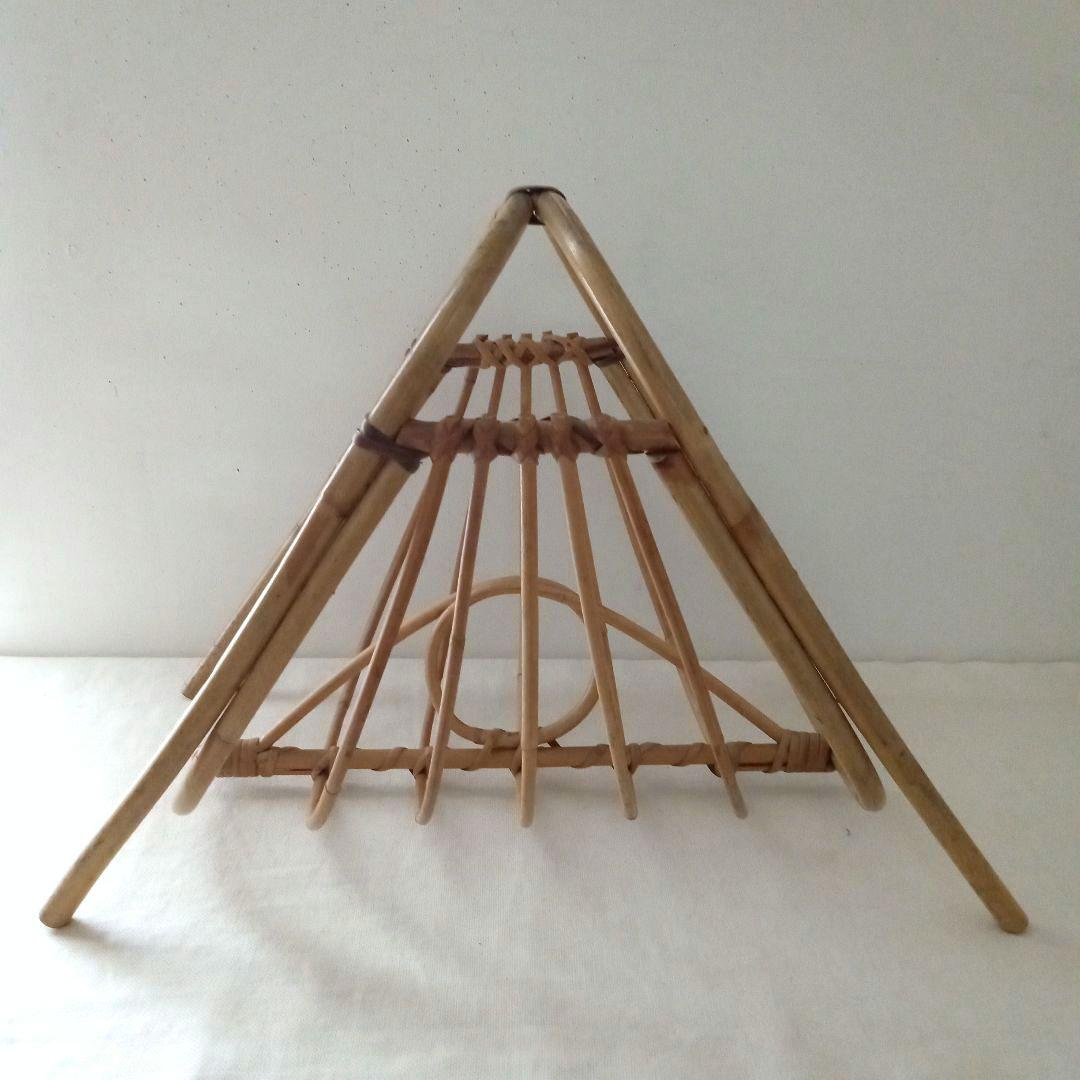 籐のマガジンラック スウェーデン 北欧 ヴィンテージ