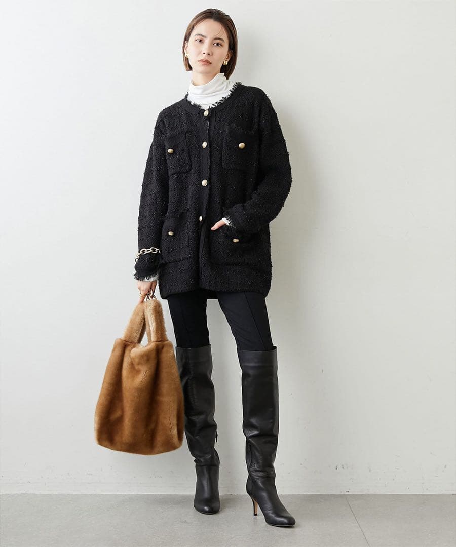 ウィムガゼット ツイードニットジャケット　カーディガン