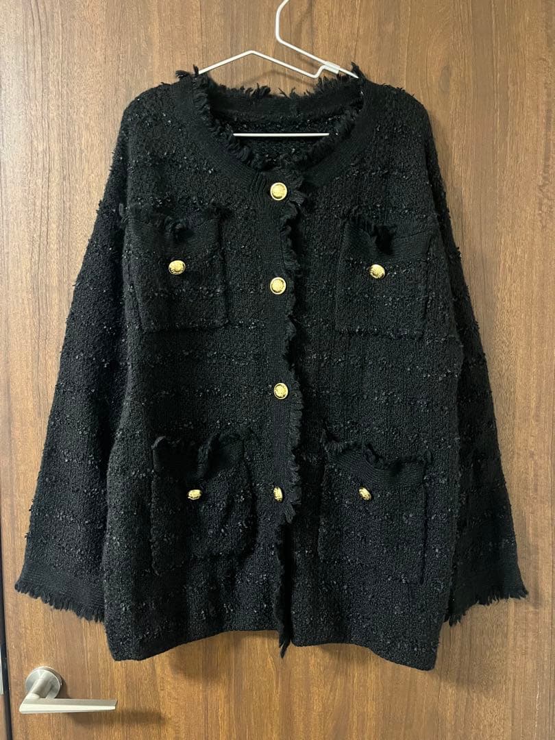 ウィムガゼット ツイードニットジャケット　カーディガン