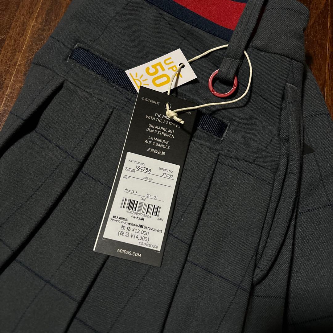 新品 ゴルフウェア アディダス チェックスカート ビックロゴフーディー パーカー