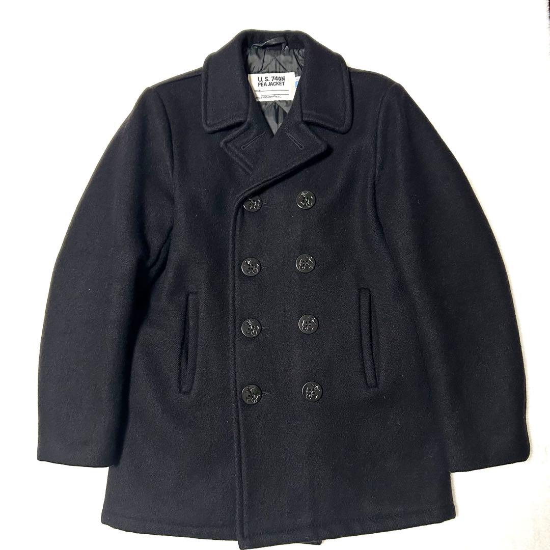 美品　Schott ピーコート ダブル キルティング　740N 黒　USA L