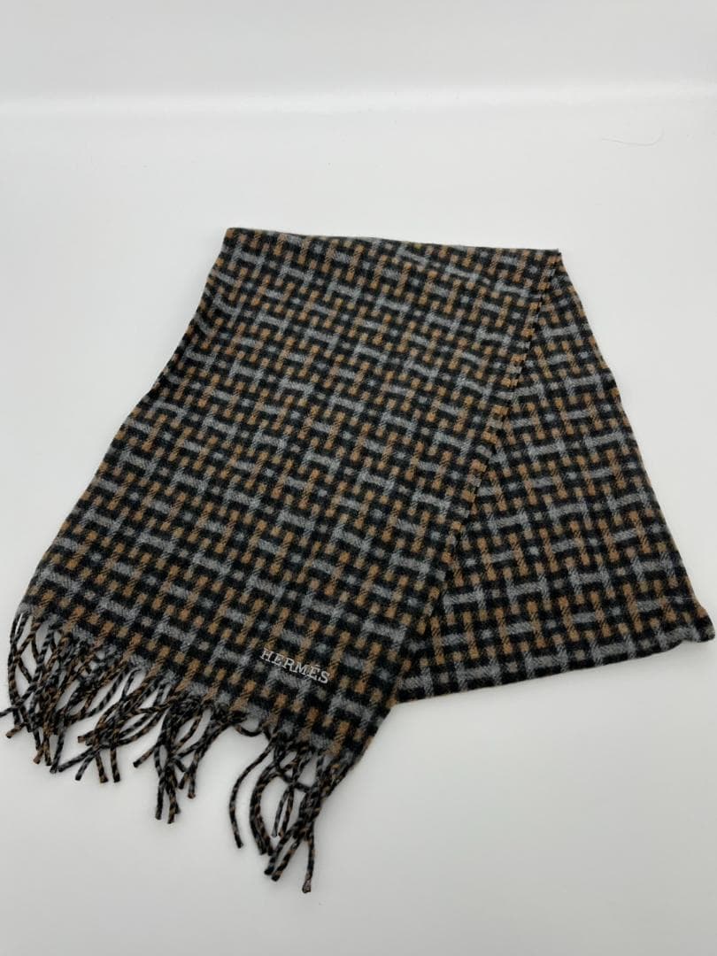 新品未使用　エルメス　マフラー　チェック柄