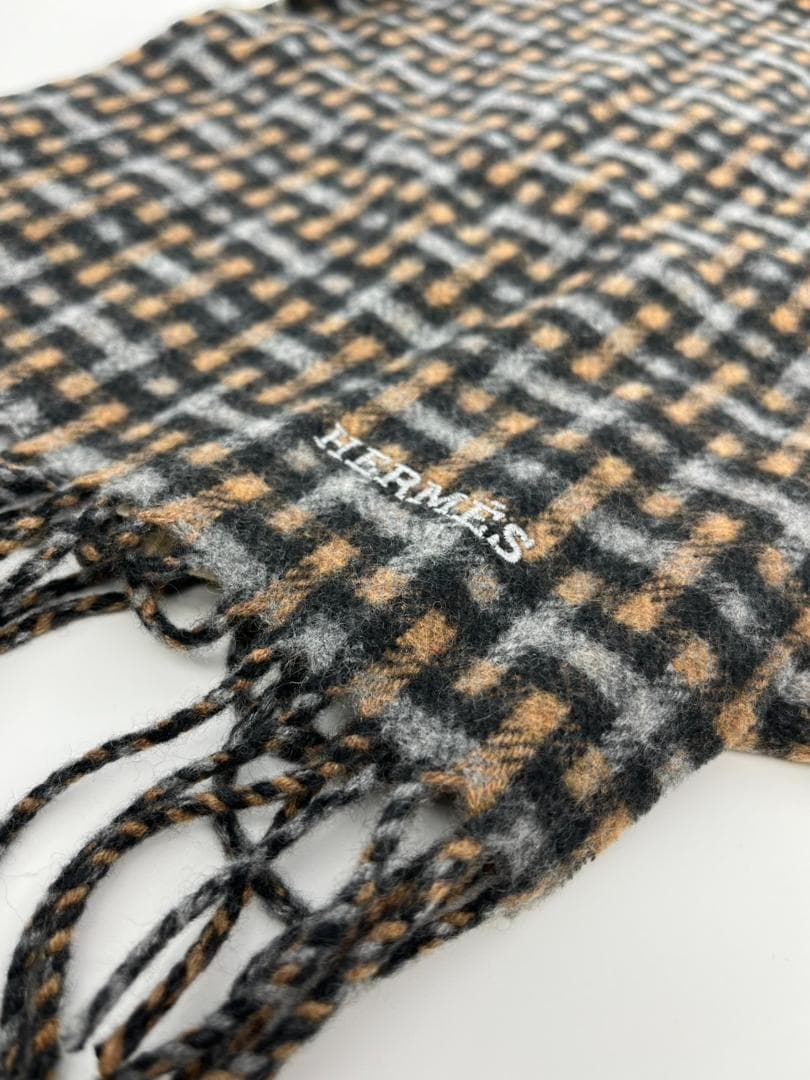 新品未使用　エルメス　マフラー　チェック柄