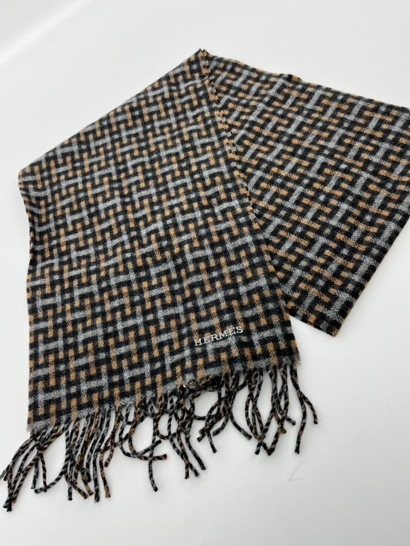 新品未使用　エルメス　マフラー　チェック柄