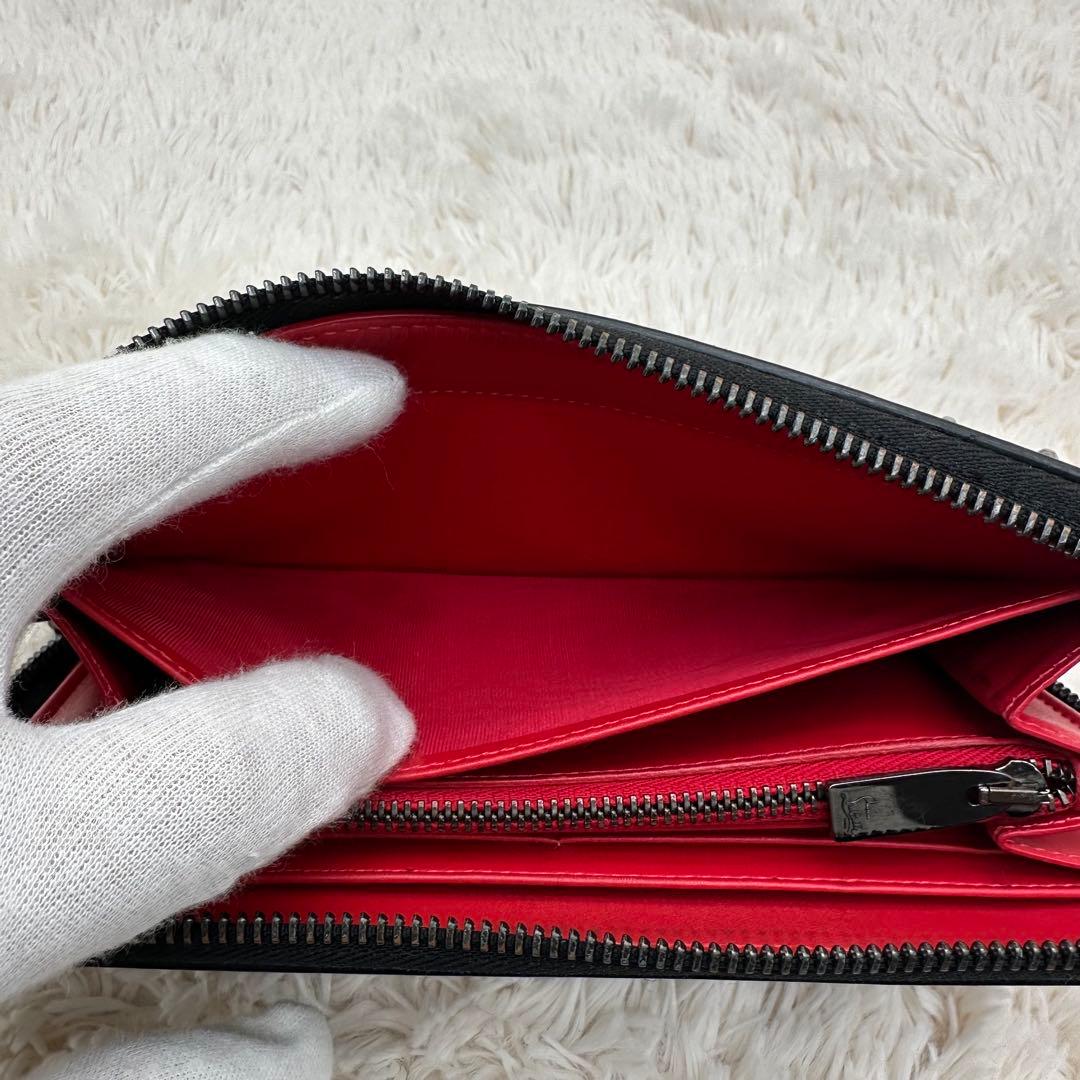 ✨美品✨ルブダン　長財布　ラウンドジップ　スタッズ　パネトーネ　レザー　黒