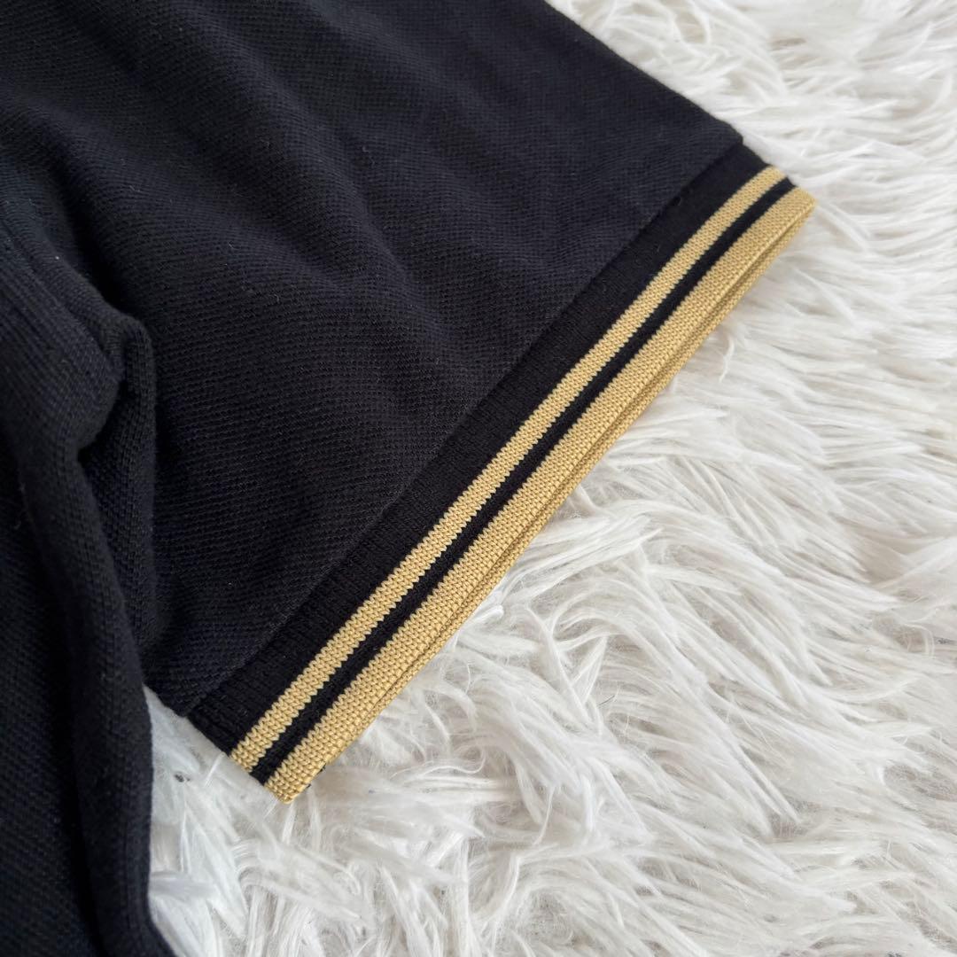 美品　フレッドペリー 英国製　M12　刺繍ロゴ　黒×ゴールド　ポロシャツ