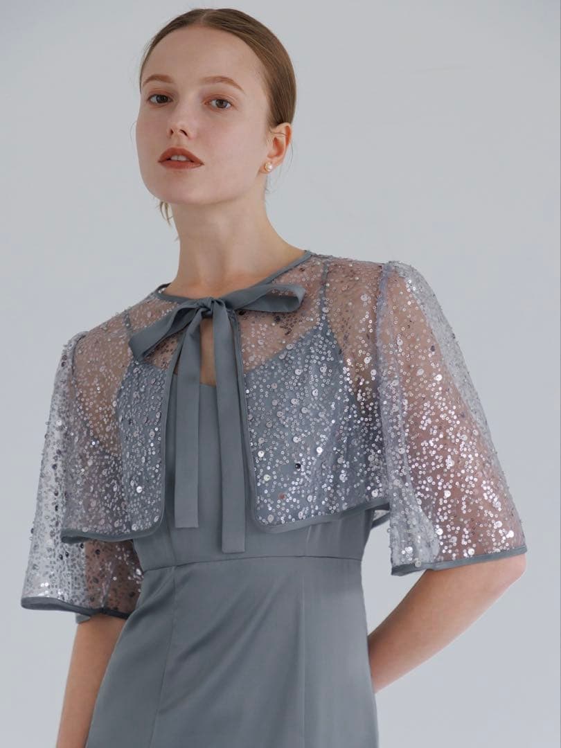 スパンコールビジューボレロマーメイドワンピースドレス結婚式パーティー二次会成人式