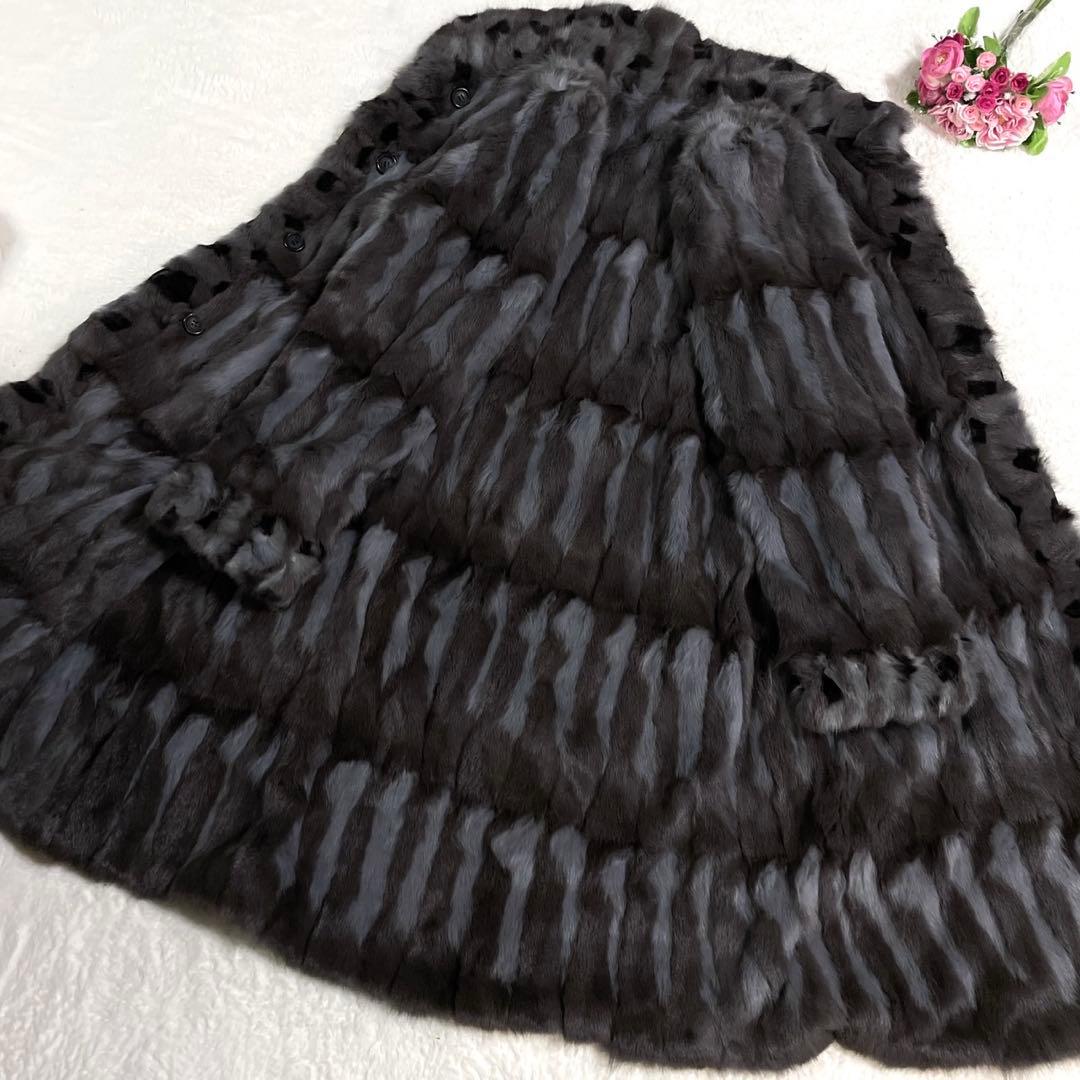 美品◎ロリアリス シルク リバーシブル ファーコート 近年モデル XL相当