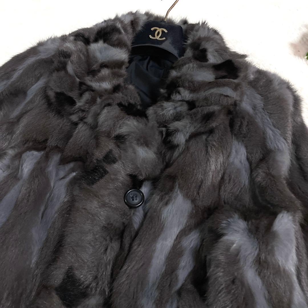 美品◎ロリアリス シルク リバーシブル ファーコート 近年モデル XL相当