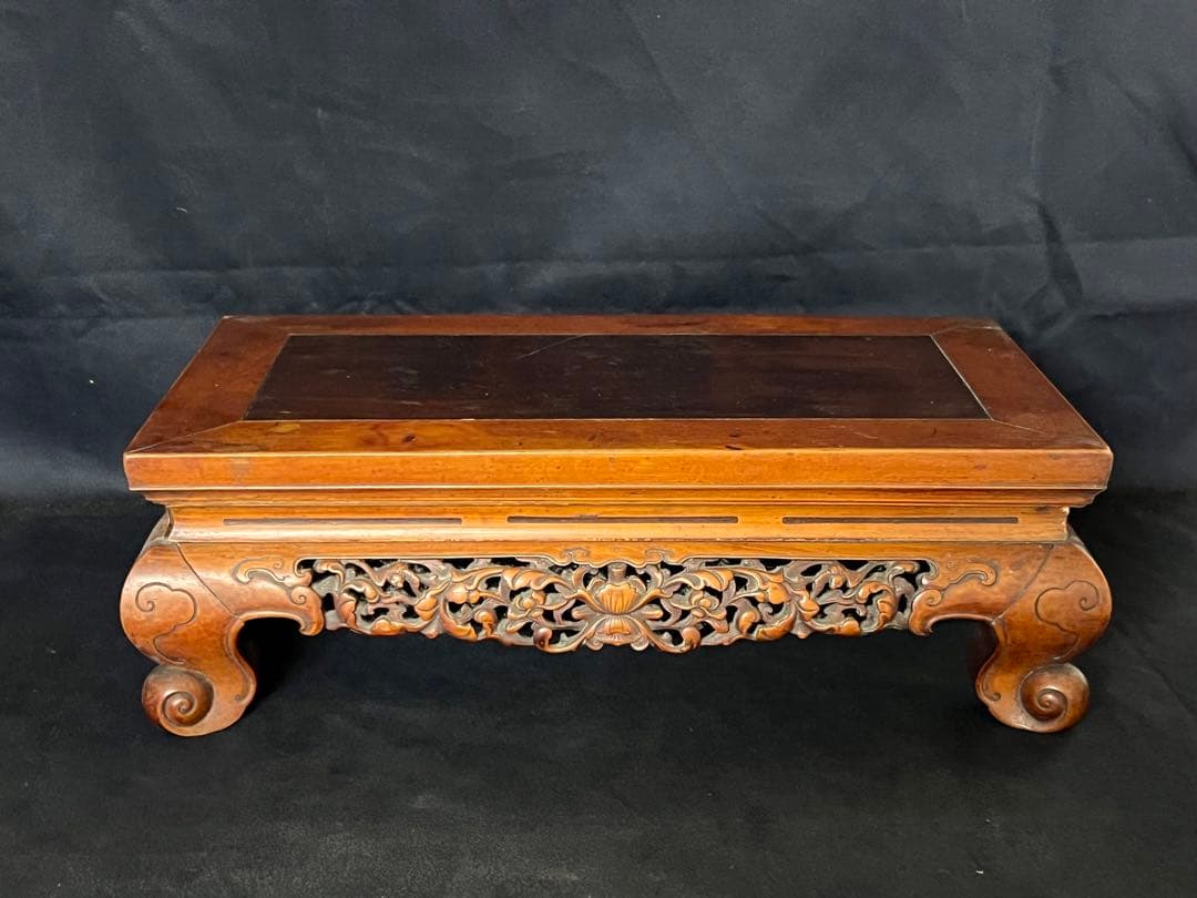 古美術/物置/紫檀台/柘植/天然木；F26