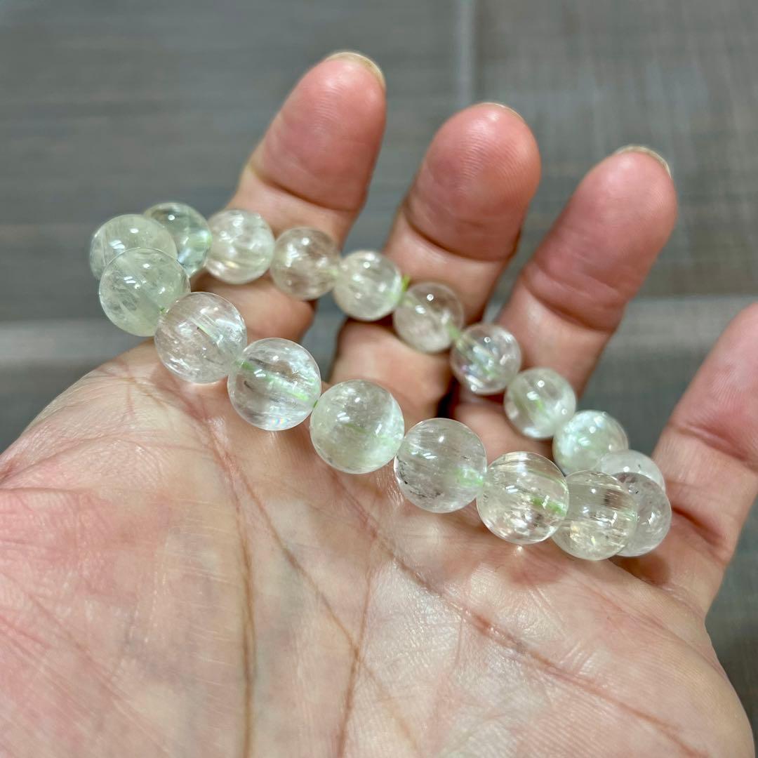 高品質　ヒデナイトブレスレット 透明感＆キャッツアイ効果　クンツァイト　2-8