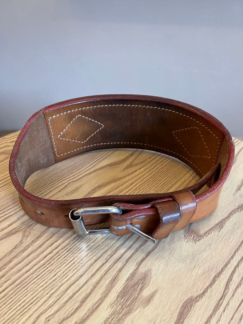 【希少】ウエサカ トレーニングベルト Sサイズ 本革 二重張り 1本ピン