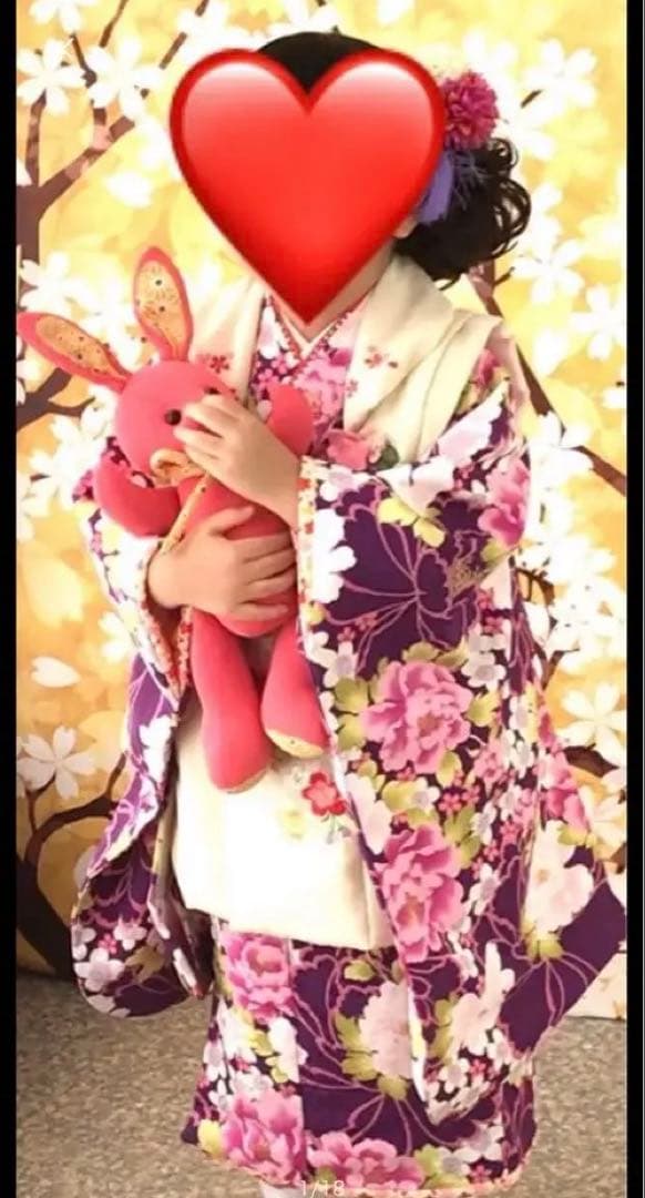 綺麗な紫がかわいい 女の子三歳 七五三 ブランド