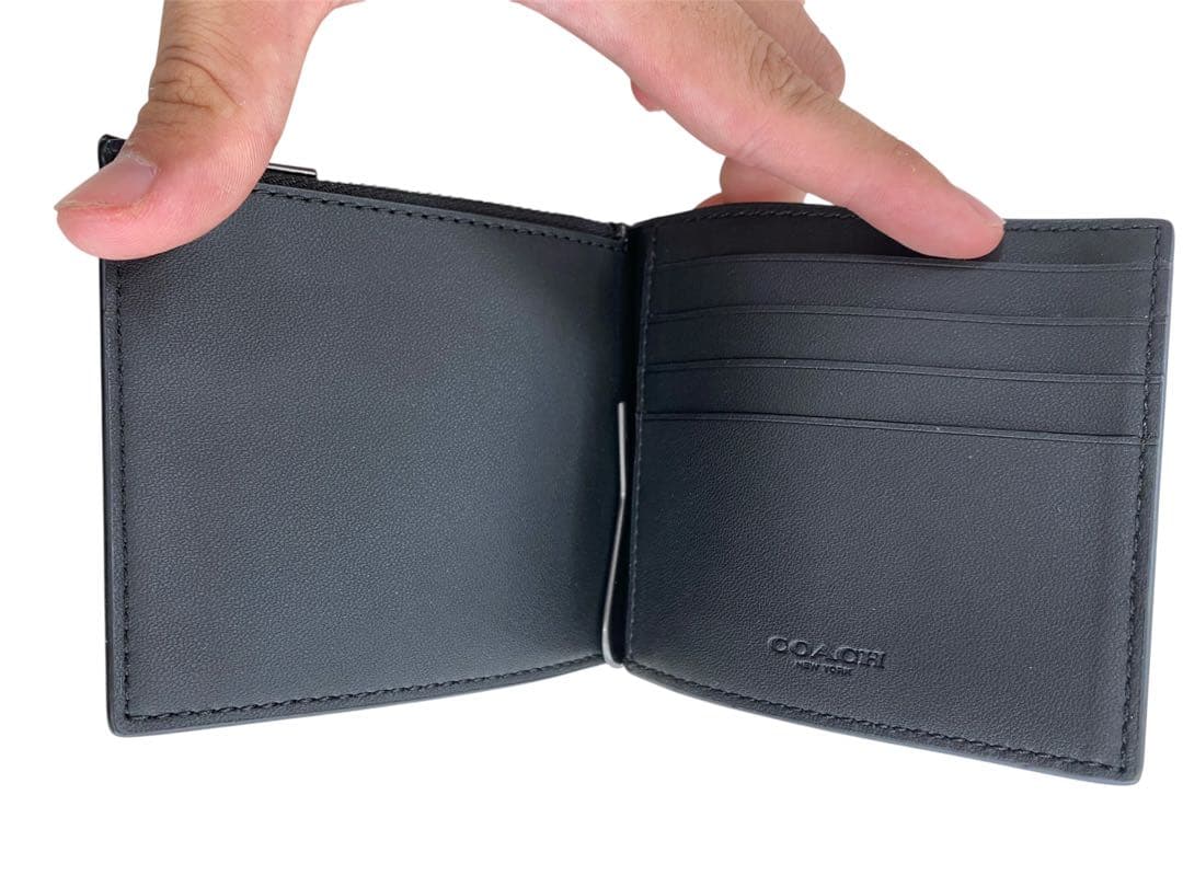 美品 COACH コーチ マネークリップ 小銭入れ シグネチャー PVC レザー