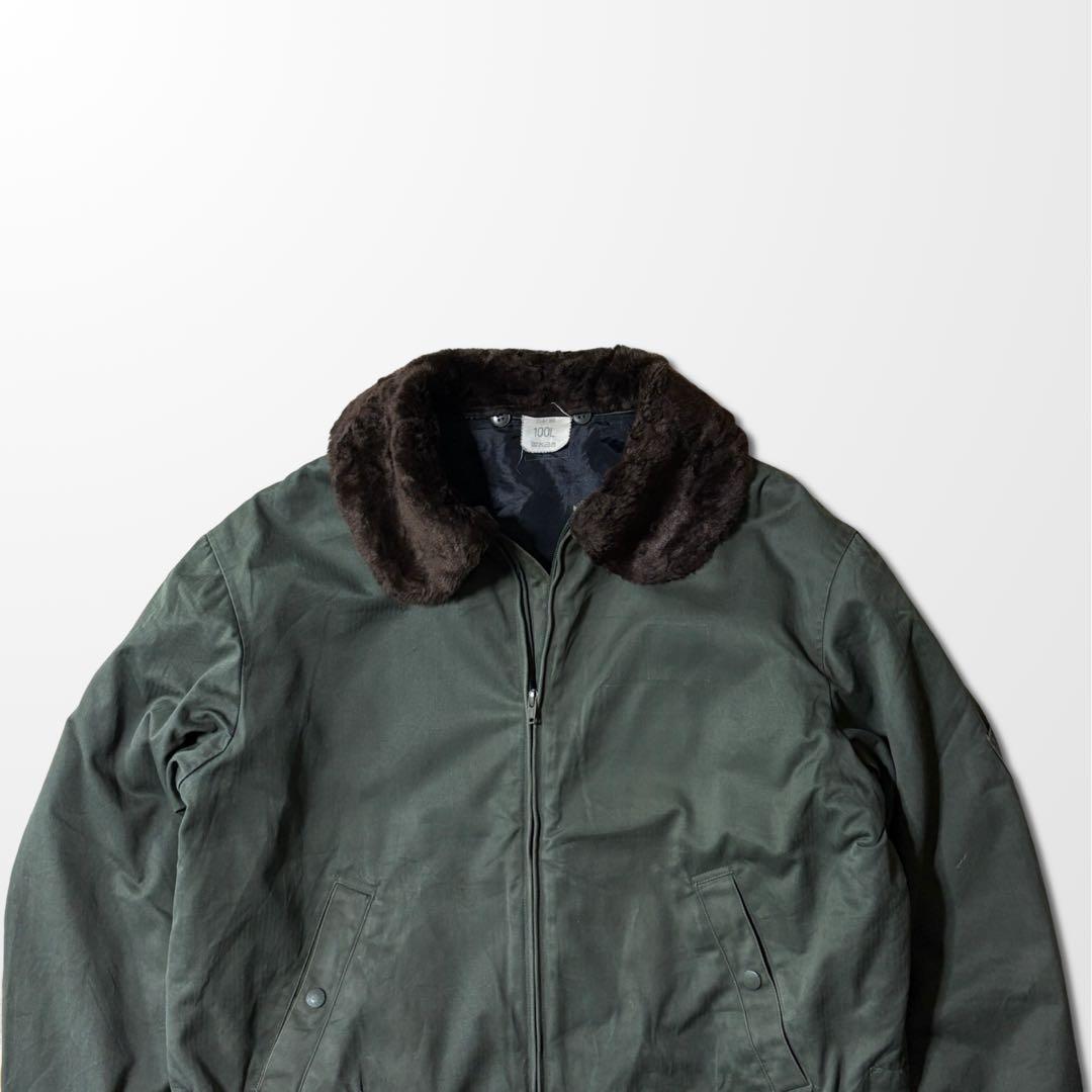 フランス軍 フライトジャケット 100L ボア グリーン　カーキ　古着　ブラウン