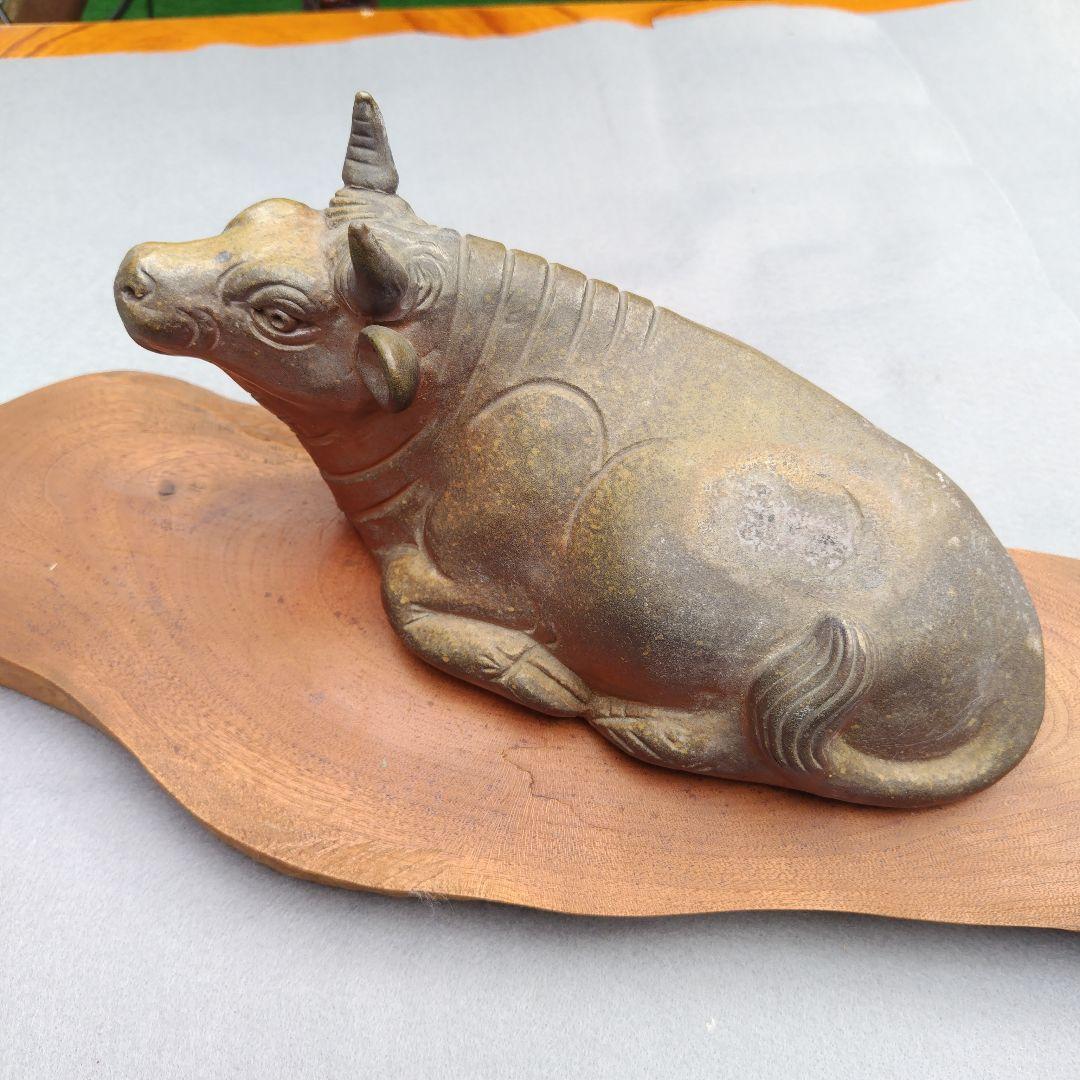 レア限定品、親族の蔵出し品、備前焼細工の名工、木南知加選、牛細工の置物、出来最高