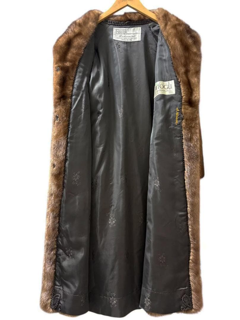 EMBA エンバ　パステルミンク　柔らか　ミンクコート　本毛皮　ファー　ロング丈