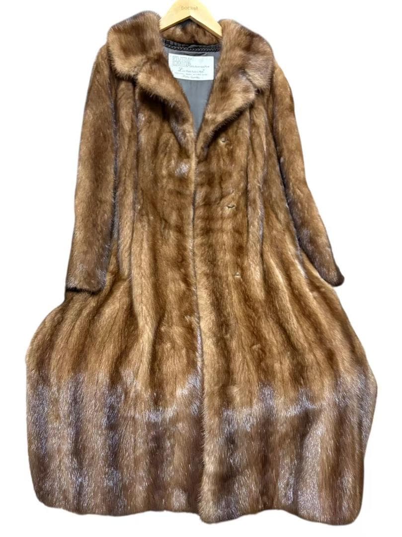 EMBA エンバ　パステルミンク　柔らか　ミンクコート　本毛皮　ファー　ロング丈