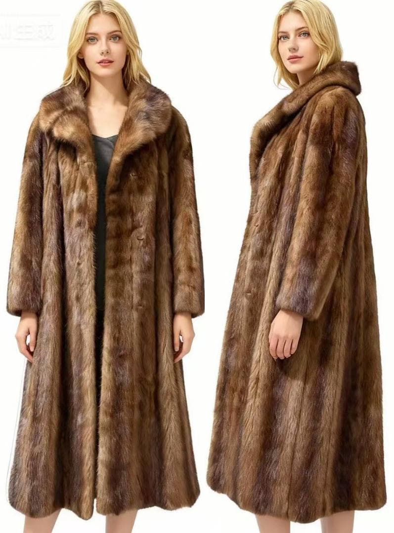 EMBA エンバ　パステルミンク　柔らか　ミンクコート　本毛皮　ファー　ロング丈