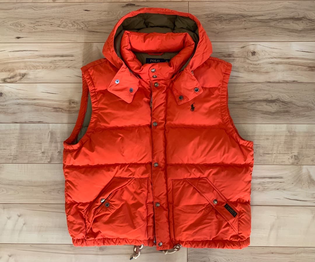 POLO RALPH LAUREN フード ダウンベスト オレンジ XXL