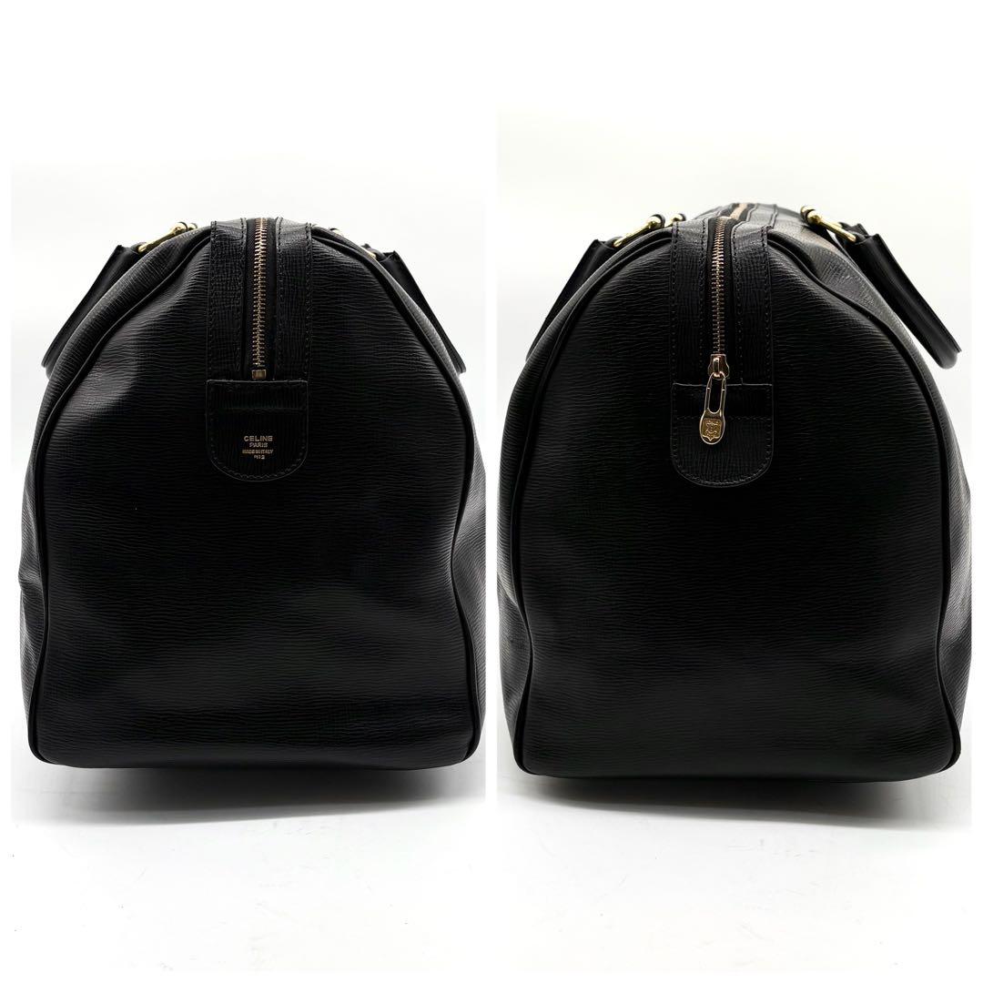 【美品】セリーヌ ボストンバッグ トリオンフ レザー ブラック 大容量