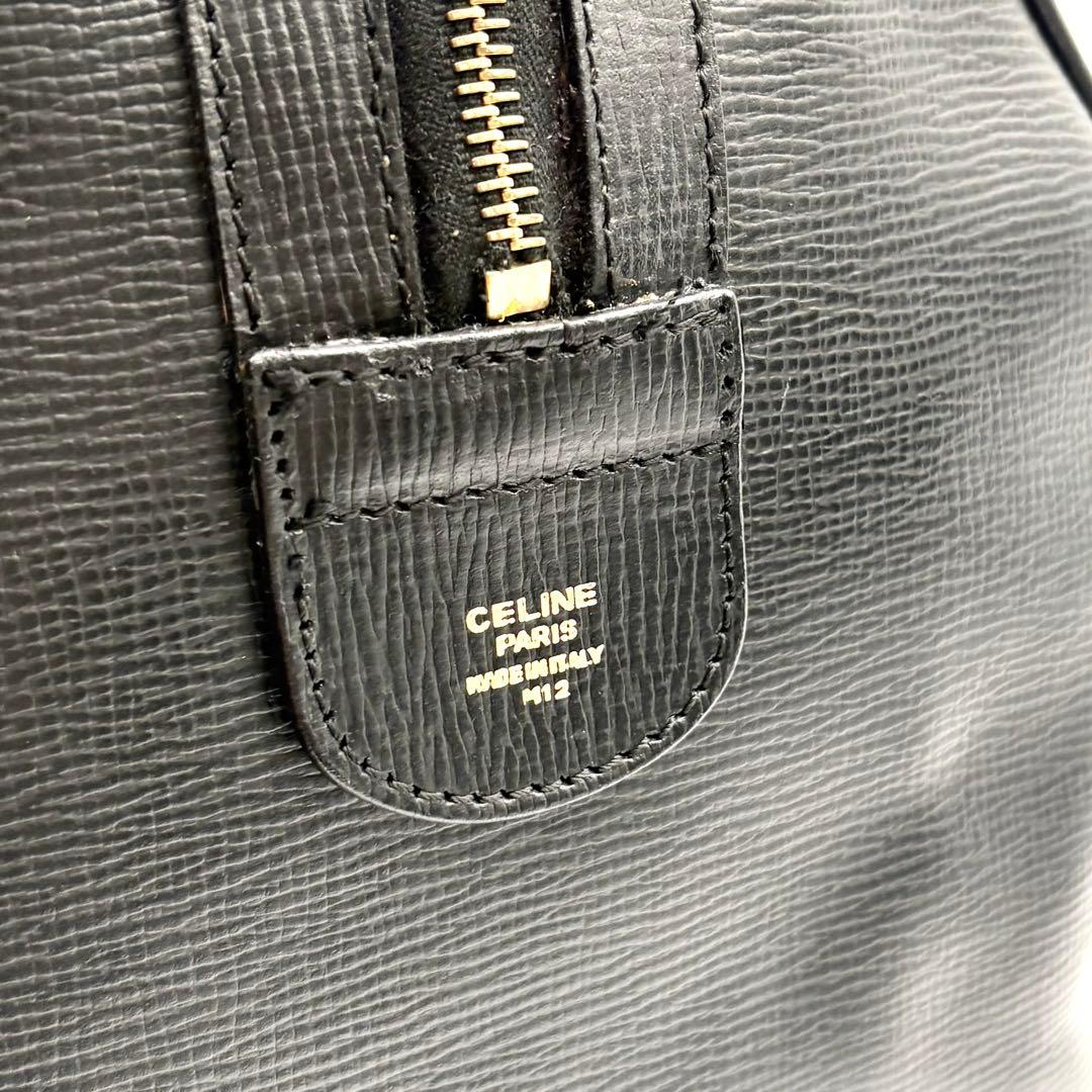 【美品】セリーヌ ボストンバッグ トリオンフ レザー ブラック 大容量