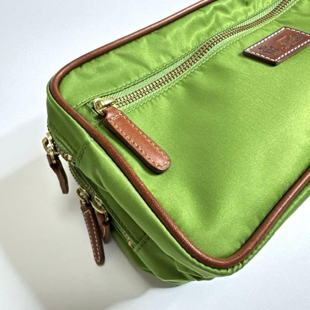 【極美品】Felisi フェリージ　ナイロンポーチ　719 グリーン
