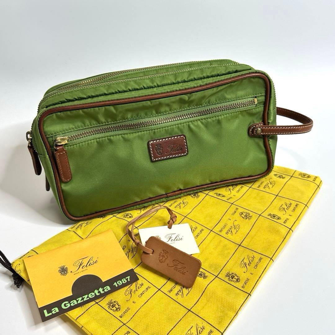 【極美品】Felisi フェリージ　ナイロンポーチ　719 グリーン