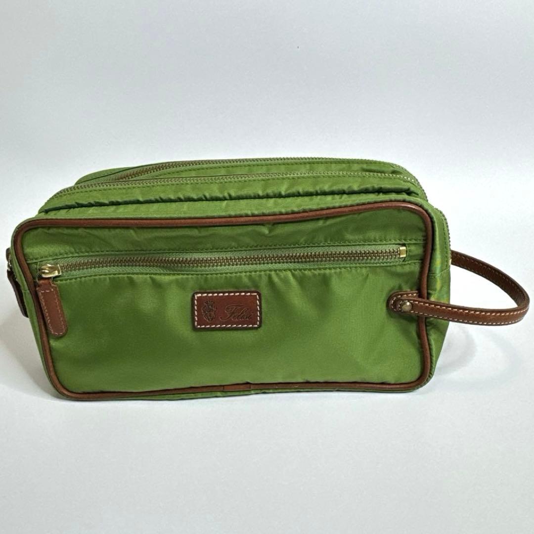 【極美品】Felisi フェリージ　ナイロンポーチ　719 グリーン
