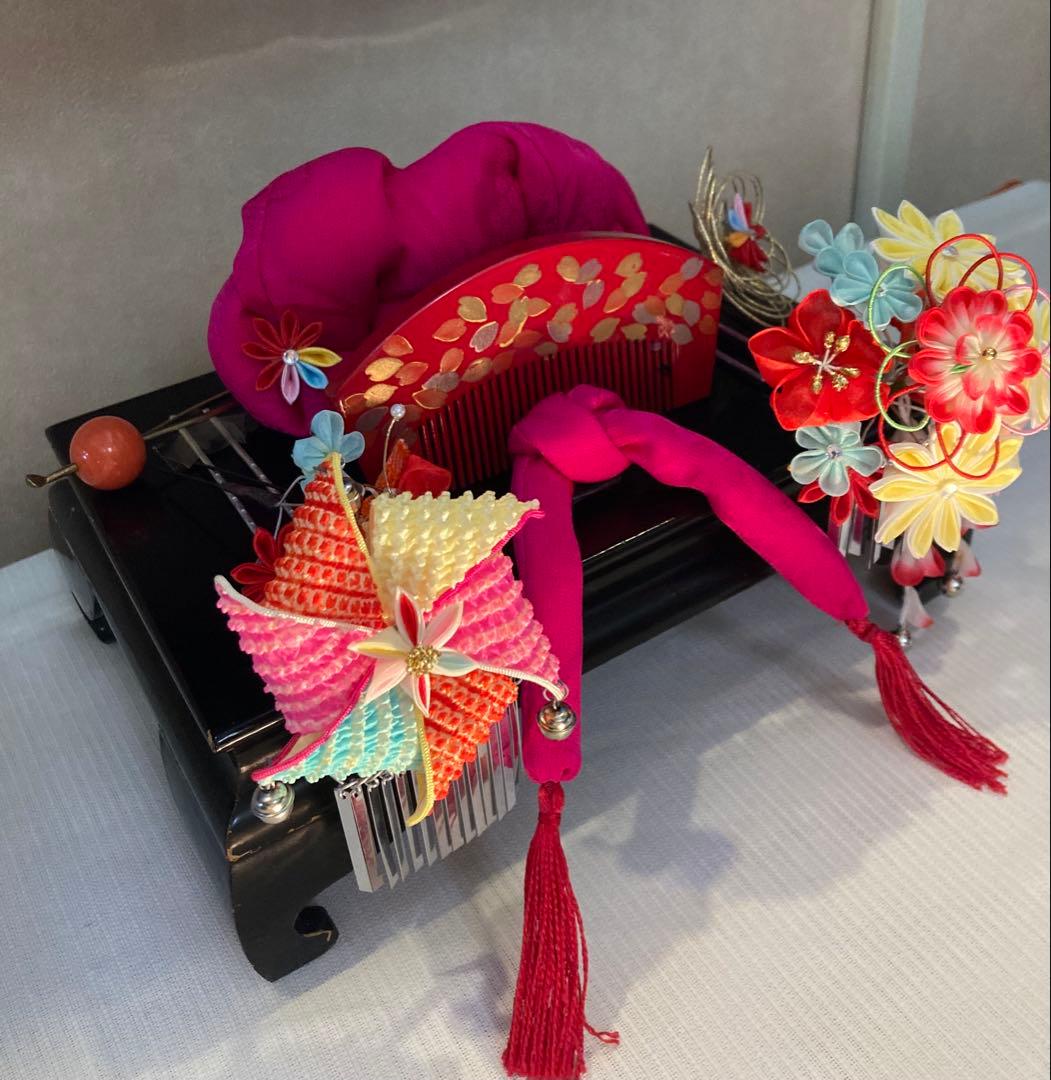 専用　七五三　成人式　希少　風車の簪　櫛簪　玉簪　花簪　Uピン簪　水引簪