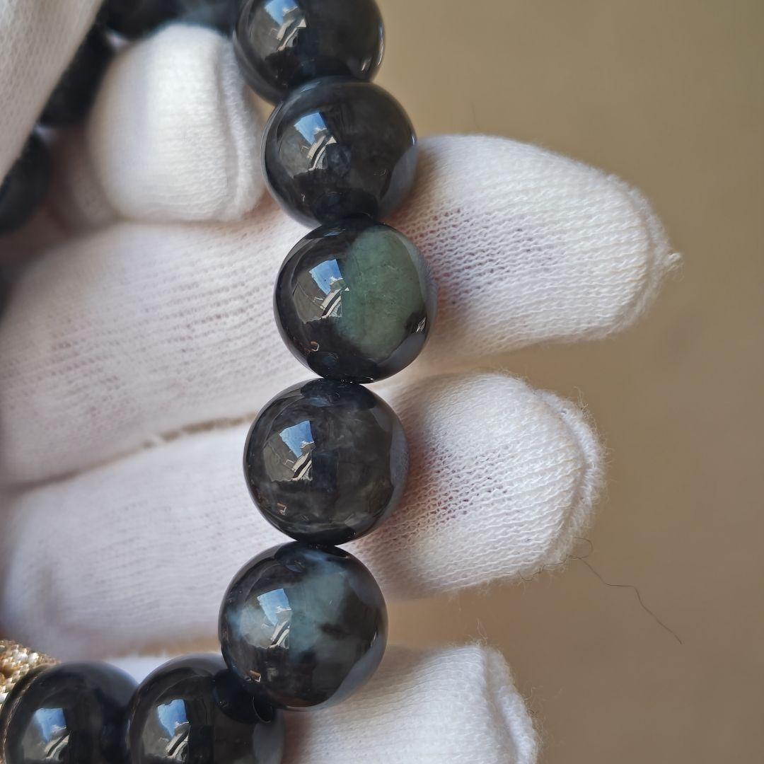 新作♡火供龍紋丸天珠、黒翡翠、グアテマラ産翡翠
