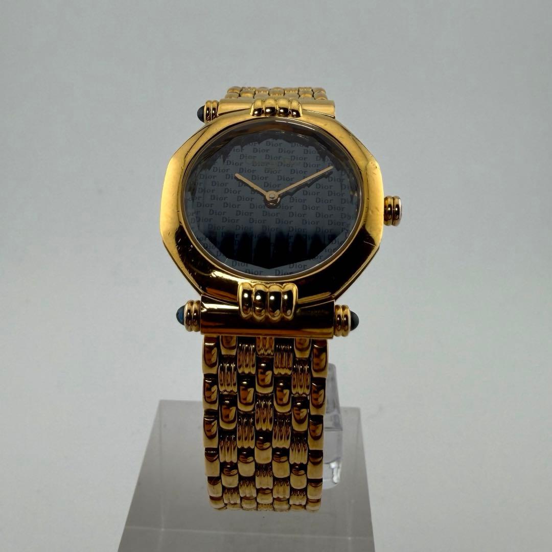 【新品電池/稼働】 Christian Dior 腕時計 カットガラス ゴールド