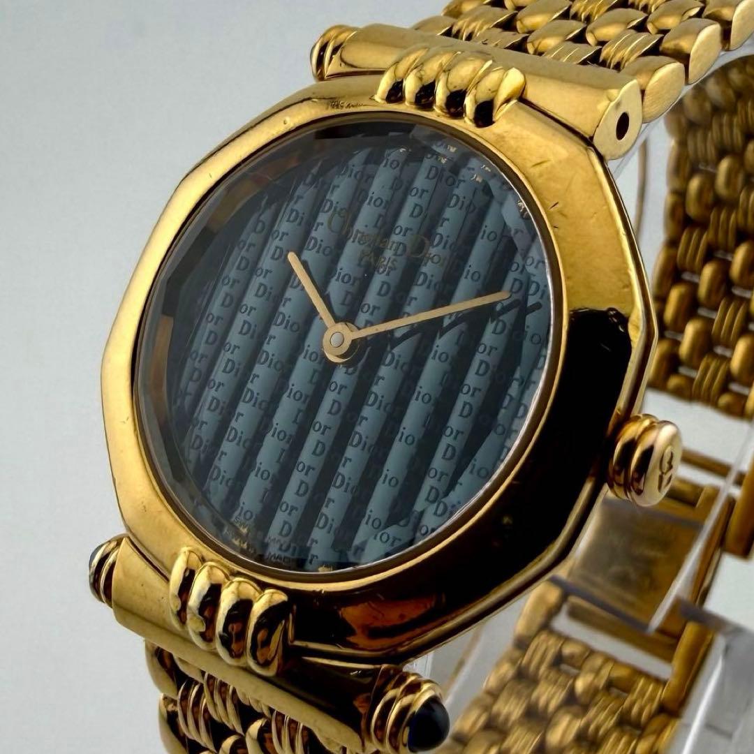 【新品電池/稼働】 Christian Dior 腕時計 カットガラス ゴールド