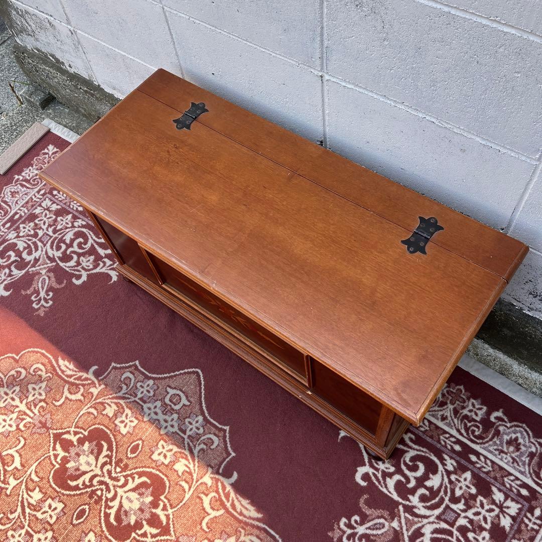 古家具ビンテージ品◾️アンティーク象嵌デザイン 木製ベンチチェスト 木製家具